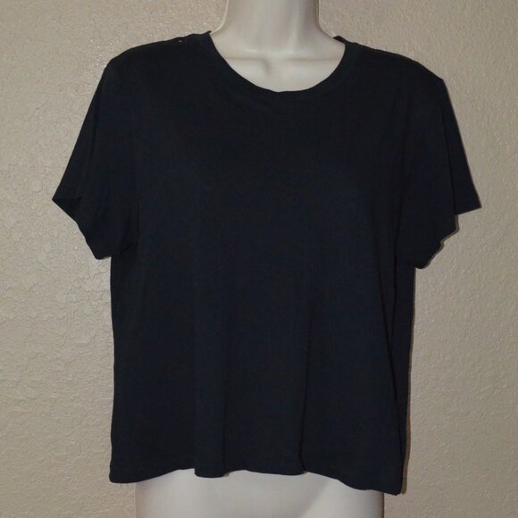 Sz M AGOLDE Black Cropped Short Sleeve Tee T-Shirt - Picture 1 of 5
